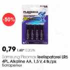 Allahindlus - Samsung Pleomax leelispatarei LR6 4PL, Alkaline AA, 1,5V, 4 tk/pk