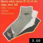 Meeste sokid, suurus 39-42; 43-46, valge, must, hall