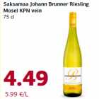 Allahindlus - Saksamaa Johann Brunner Riesling
Mosel KPN vein
75 cl