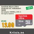 Allahindlus - SanDisk Micro Ultra
Android XC mälukaart
16GB