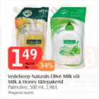 Allahindlus - Vedelseep Naturals Olive Milk või Milk & Honey täitepakend