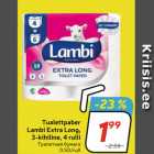 Allahindlus - Tualettpaber
Lambi Extra Long,
3-kihiline, 4 rulli 