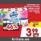 Tualettpaber Lotus
Flush & Go Soft Embo,
3 kihiline, 16 rulli