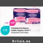 Allahindlus - Pesukaitsmed Always
Dailies, Regular, 20 tk***