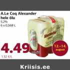 Allahindlus - A.Le Coq Alexander
hele õlu, 5,2%
6 x 0,568 L