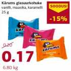 Allahindlus - Kārums glasuurkohuke vanilli, maasika, karamelli 25 g