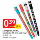 Geelipliiats, sinine,
Mustache 0,5 mm, erinevad