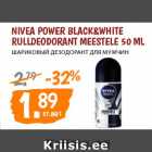 Allahindlus - NIVEA POWER BLACK&WHITE
RULLDEODORANT MEESTELE 50 ML