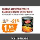 Allahindlus - LORADO APRIKOOSIPOOLED
KERGES SIIRUPIS 850 G/470 G