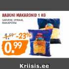 Allahindlus - BABUNI MAKARONID 1 KG