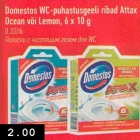 Allahindlus - Domestos WC-puhastusgeeli ribad Attax Ocean või Lemon