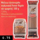 Allahindlus - Melissa täisterajahu makaronid Penne Rigate või spagetid, 500 g