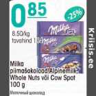 Allahindlus - Milka piimašokolaad Alpinemilk, Whote Nuts või Cow Spot 100 g