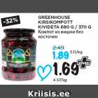 Allahindlus - GREENHOUSE
KIRSIKOMPOTT
KIVIDETA 680 G / 370 G