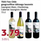 Allahindlus - Tšiili Fine Chile geograafilise tähisega lauavein
Sauvignon Blanc, Chardonnay,Cabernet Sauvignon,Merlot 75 cl