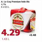 Allahindlus - A. Le Coq Premium hele õlu 4,7%, 6 x 0,5 L