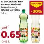 Allahindlus - A. Le Coq Aura Fruit maitsestatud vesi õuna-viinamarja,rohelise tee-virsiku 1,5 L