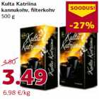 Allahindlus - Kulta Katriina
kannukohv, filterkohv
500 g