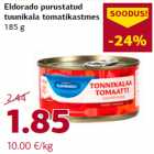 Allahindlus - Eldorado purustatud
tuunikala tomatikastmes
185 g