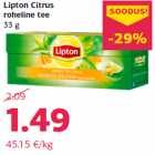 Allahindlus - Lipton Citrus
roheline tee
33 g