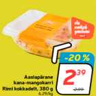 Aasiapärane
kana-mangokarri
Rimi kokkadelt, 380 g