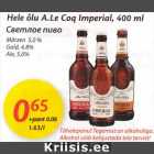 Allahindlus - Hele õlu A.Le Cog Imperial, 400 ml