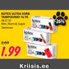 Allahindlus - KOTEX ULTRA SORB
TAMPOONID 16 TK 