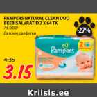 PAMPERS NATURAL CLEAN DUO
BEEBISALVRÄTID 2 X 64 TK 