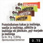Proteiinibatoon kakao ja inuliiniga, vanilje ja inuliiniga, pähklite ja inuliiniga või jõhvikate, goji-marjade ja inuliiniga