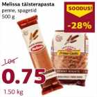 Allahindlus - Melissa täisterapasta penne, spagetid 500 g