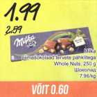 Allahindlus - Nilka piimašokolaad tervete pähklitega Whole Nuts, 250 g