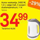 Allahindlus - Acme veekeetja, 2400W, 1,5 l, valge-hall, 4 soojendustemperatuuri