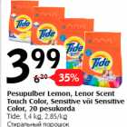 Pesupulber Lemon, Lenor Scent
Touch Color, Sensitive või Sensitive
Color, 20 pesukorda