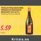 Allahindlus - ITAALIA POOLVAHUVEIN
PROSECCO FRIZZANTE
MASCHIO