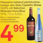 Allahindlus - Hispaania kaitstud päritolunimetusega vein Gran Casatillo Shiraz 12,5% või Selection Moscato-Viura Blue