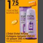 Allahindlus - L"Oreal Elvital Volume Collagene šampoon 250ml või palsam 200vl