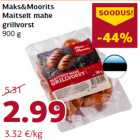 Allahindlus - Maks&Moorits
Maitselt mahe
grillvorst
900 g