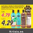 Allahindlus - NATURAL WORLD ARGAANIAÕLI 
ŠAMPOON VÕI PALSAM 500 ML