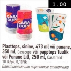 Allahindlus - Plasttops, sinine, 473 ml või punane, 350 ml, Casacups või papptops Tuulik või Punane Lill, 250 ml, Casatrend 10 tk/pk