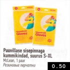 Puuvillase sisepinnaga kummikindad, suurus S-XL