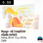 Mango- või troopiliste viljade sorbet