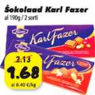 Allahindlus - Šokolaad Karl Fazer al 190 g/ 2 sorti