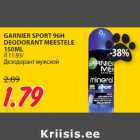 GARNIER SPORT 96H
DEODORANT MEESTELE
150ML