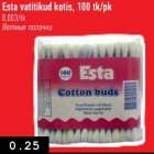 Esva vatitikud kotis, 100 tk/pk