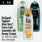 Dušigeel Yoghurt Aloe Vera*, Extra Cool või Honey Creme, Fa