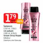 Allahindlus - Šampoon
(250 ml, 7,16/L)
või palsam
(200 ml, 8,95/L)
Serum Deep Repair
GlissKur