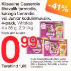 Kiisueine Casserole lihavalik tarrendis, kanaga tarrendis või Junior kodulinnuvalik, 4-pakk, Whiskas 4 x 85 g