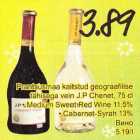 Allahindlus - Prantsusmаа kaitstud geograafilise tähisega vein J.P Chenet, 75 cl  .Medium Sweet Red Wine 11,5% .Саbеrnеt-Sуrаh 13% 