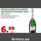 Allahindlus - ITAALIA KPN KVALITEETVAHUVEIN
CINZANO ASTI
7% 0,75 L