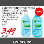 Allahindlus - GARNIER SIMPLE ESSENTIALS
NÄOHOOLDUSTOOTED